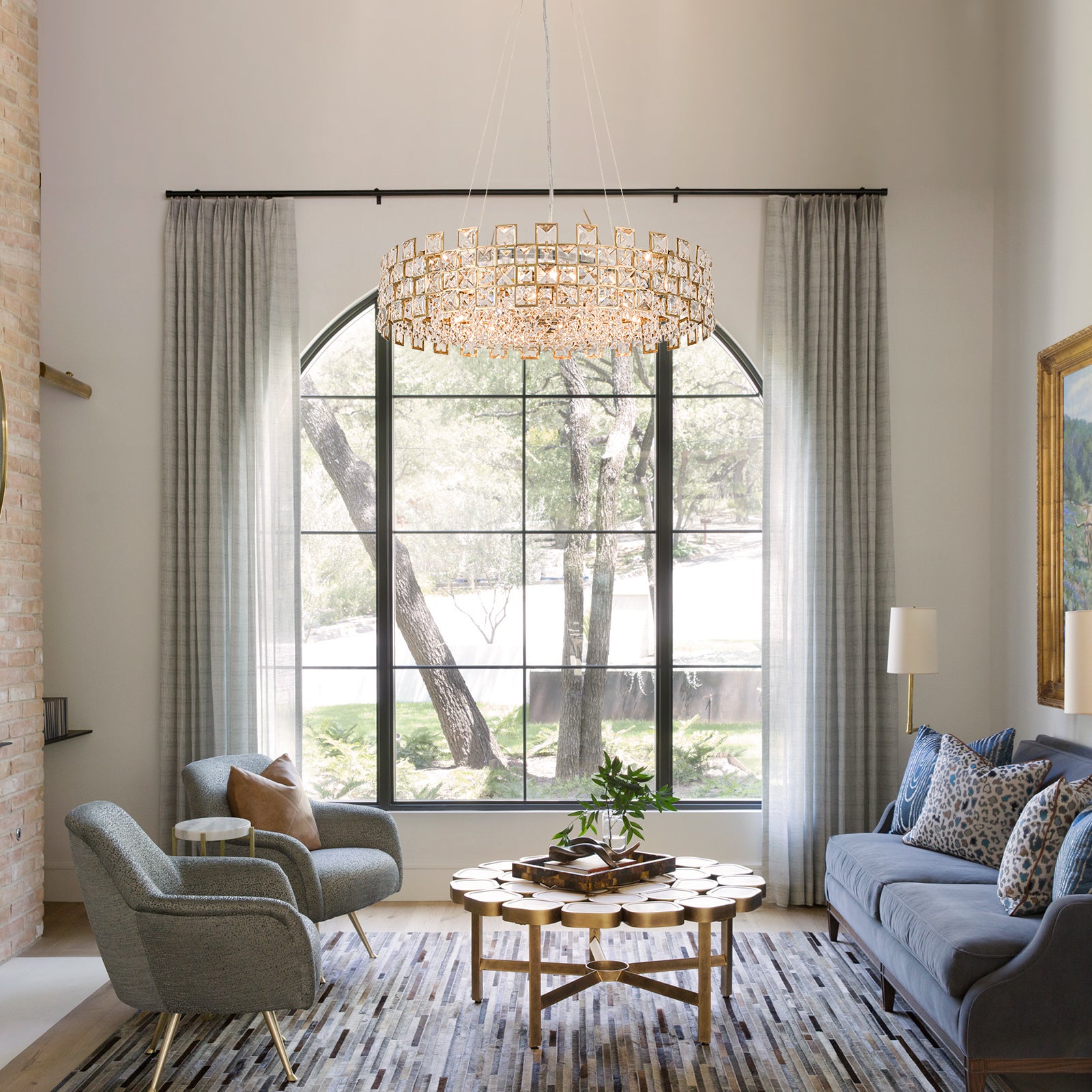 Glowlings 8-Light Modern 23"Wide Glam Round Drum Crystal Chandelier