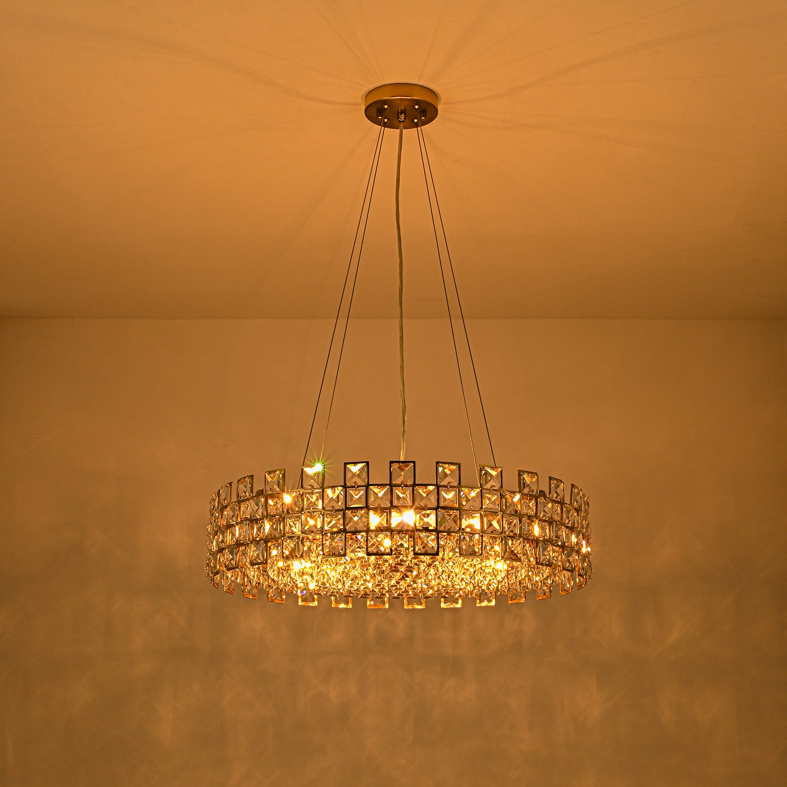 Glowlings 8-Light Modern 23"Wide Glam Round Drum Crystal Chandelier