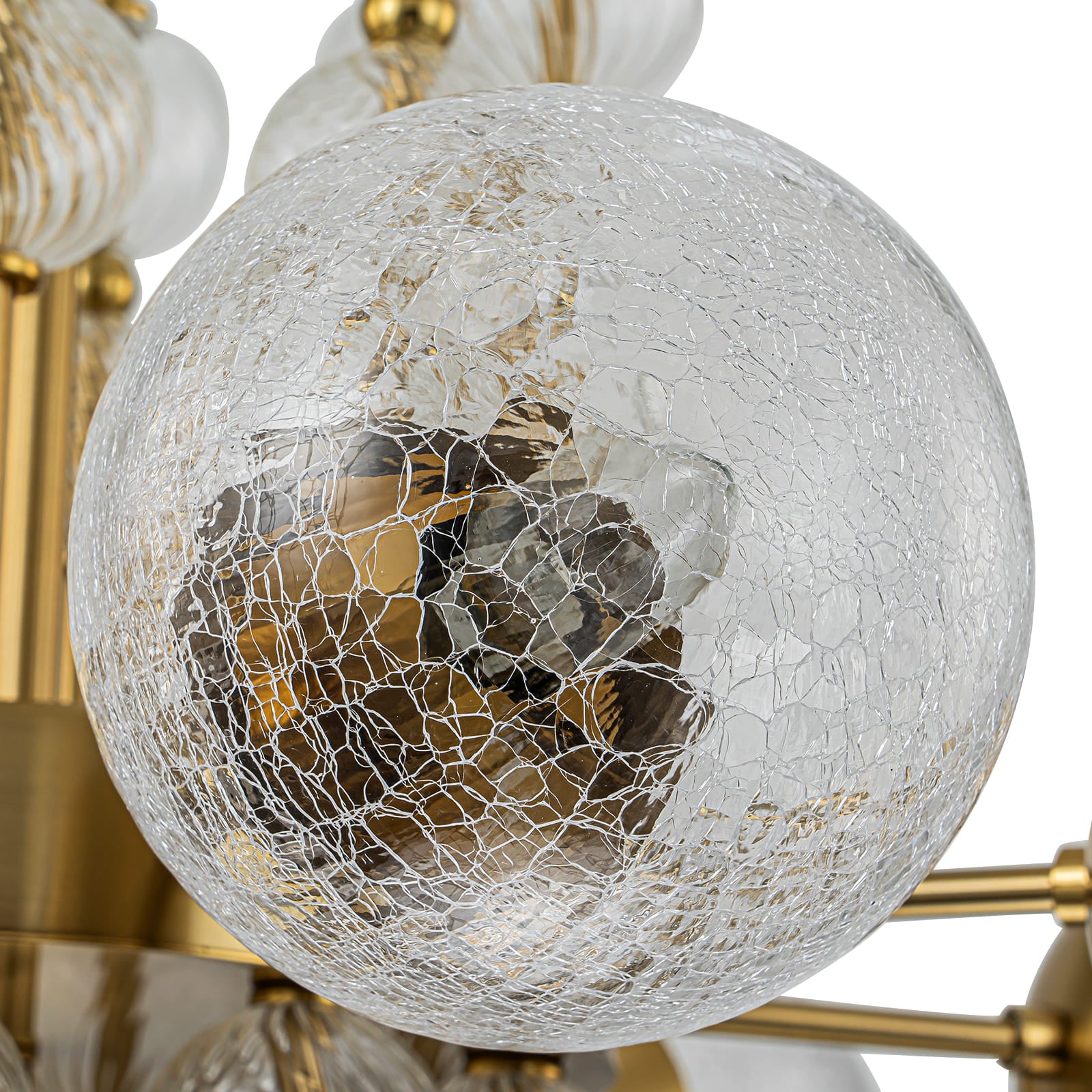 Glowlings 8-Light Modern 30"Wide Large Brass Cracked Glass Chandelier