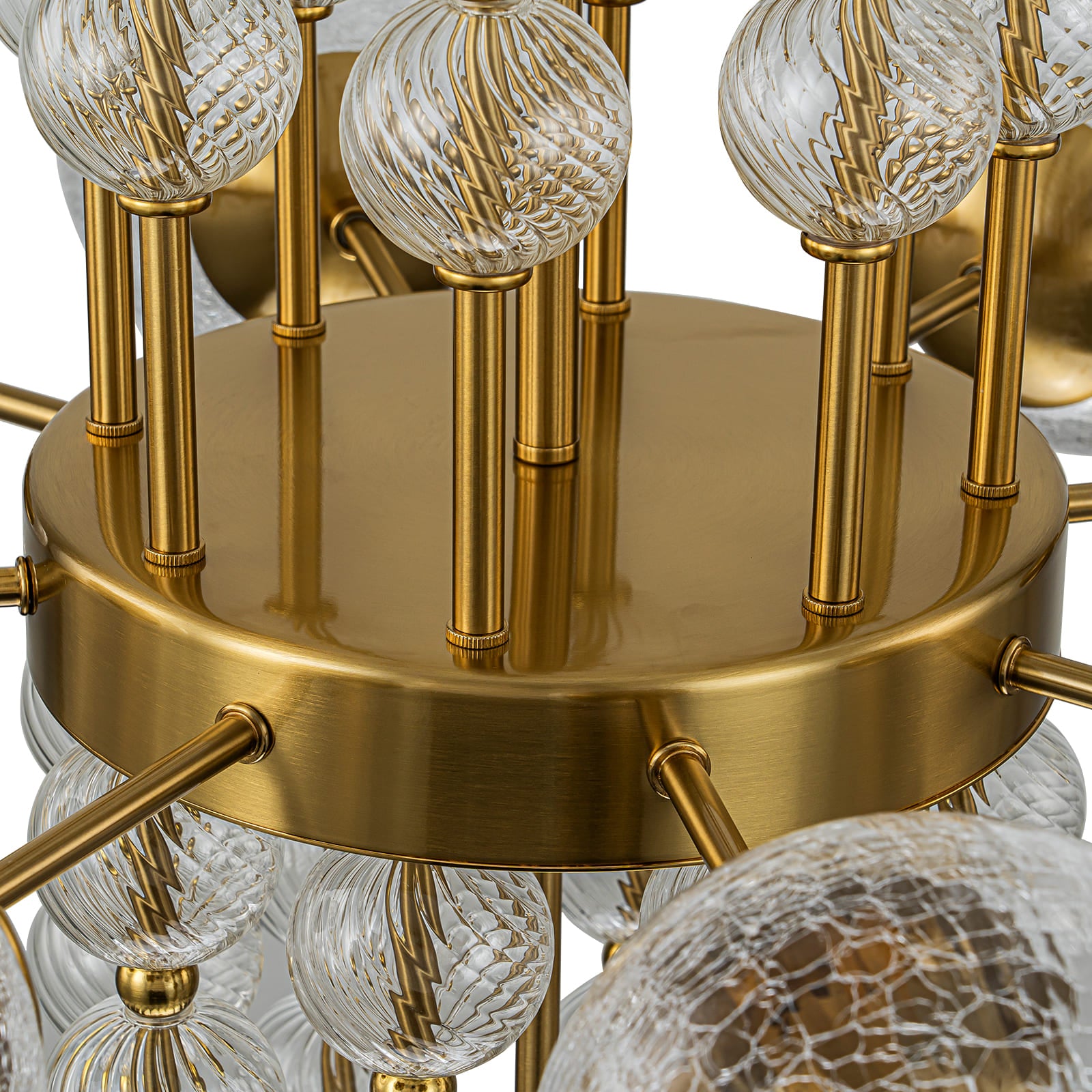 Glowlings 8-Light Modern 30"Wide Large Brass Cracked Glass Chandelier