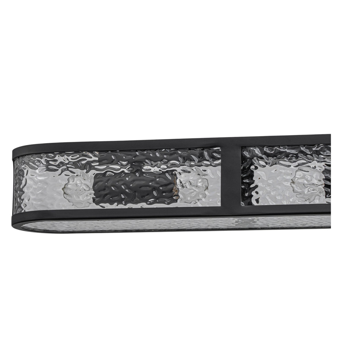 Glowlings Modern 48"Wide Black Rectangular Chandelier, 8-Light Kitchen Island Pendant Light with Water Ripple Glass Shade