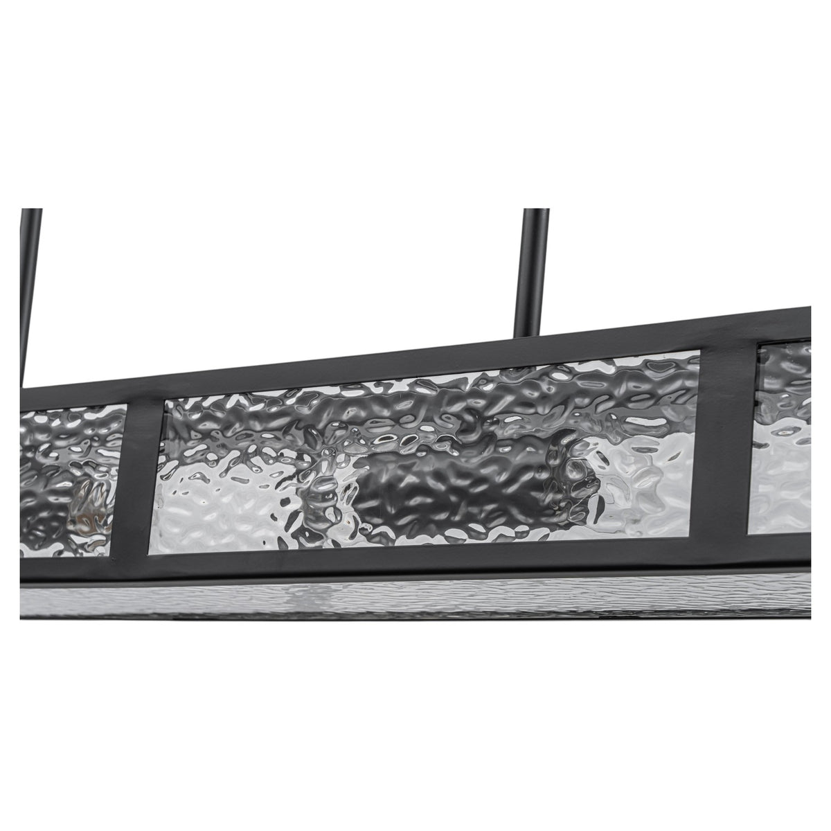 Glowlings Modern 48"Wide Black Rectangular Chandelier, 8-Light Kitchen Island Pendant Light with Water Ripple Glass Shade