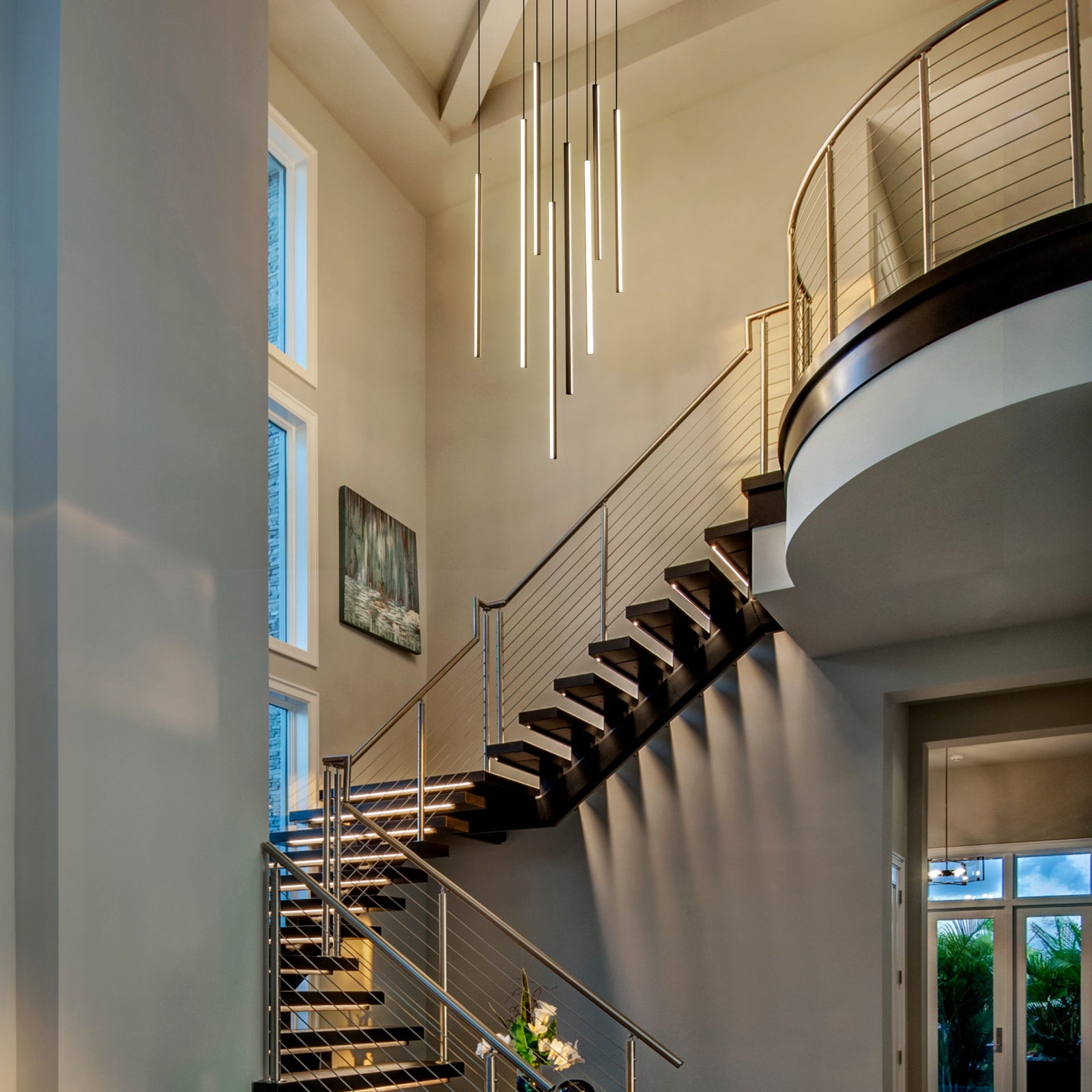 Glowlings 8-Light Modern Linear LED Pendent Light for Staircase