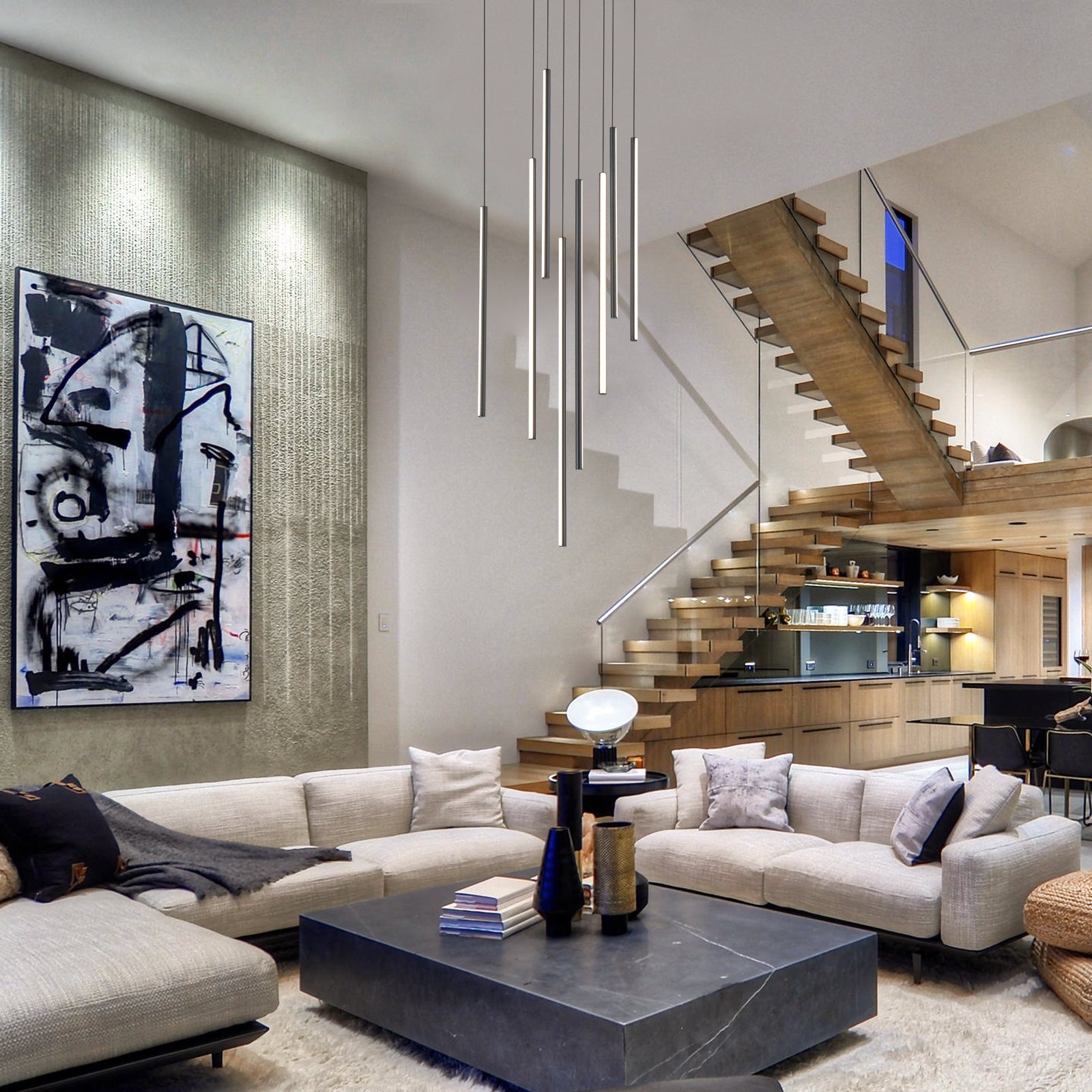 Glowlings 8-Light Modern Linear LED Pendent Light for Staircase