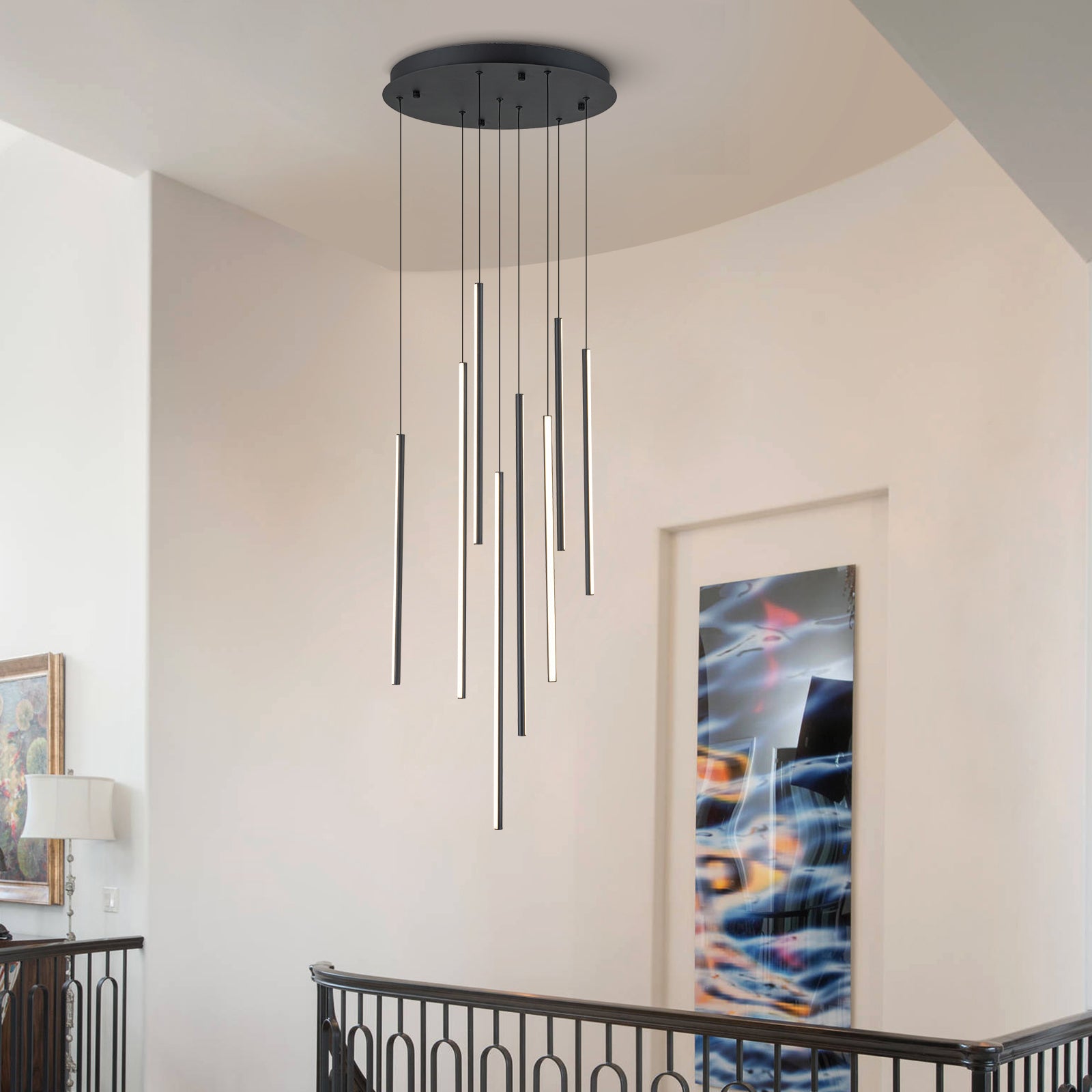 Glowlings 8-Light Modern Linear LED Pendent Light for Staircase