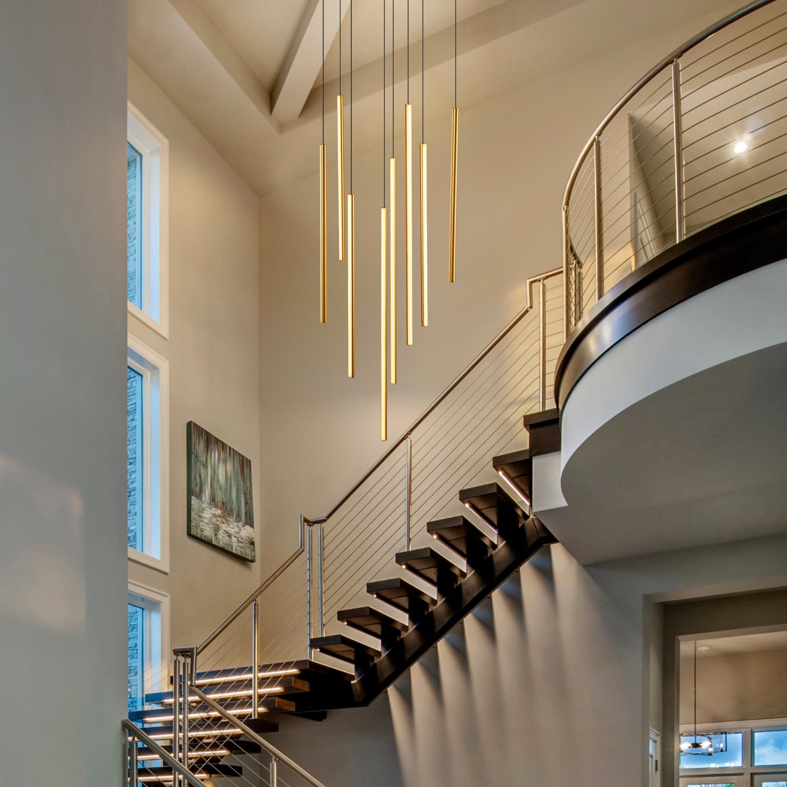 Glowlings 8-Light Modern Linear LED Pendent Light for Staircase