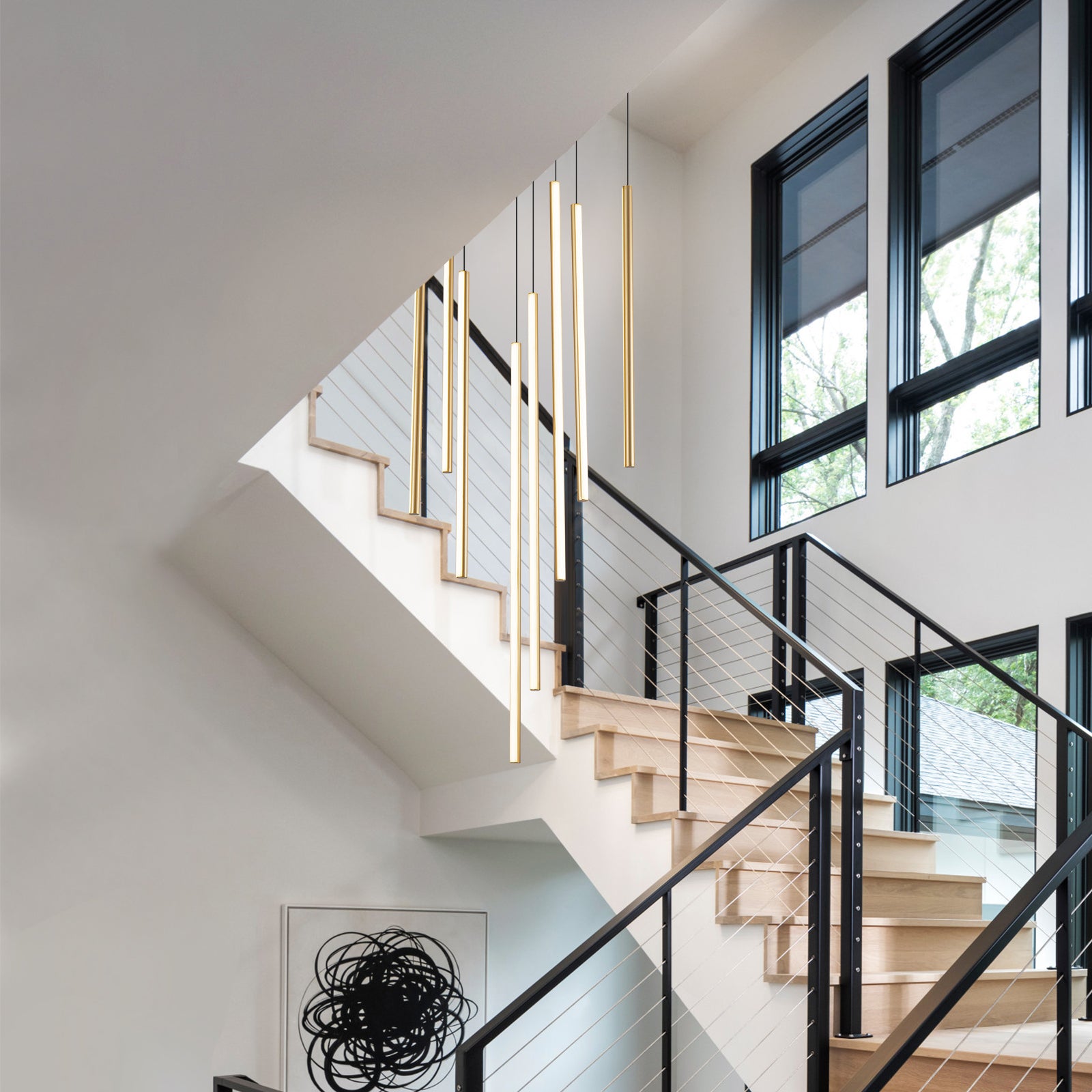 Glowlings 8-Light Modern Linear LED Pendent Light for Staircase