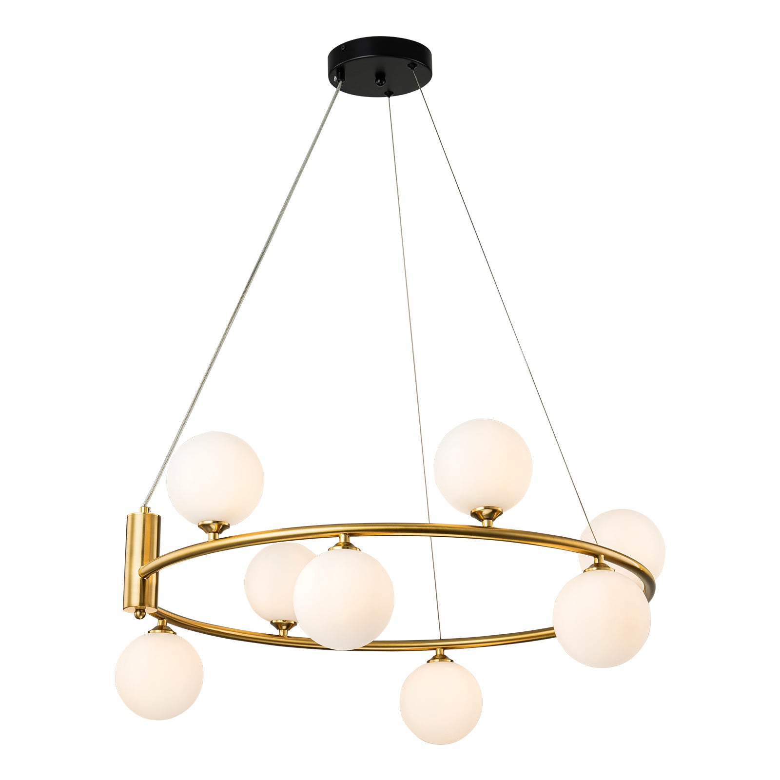 Glowlings 6/8-Light Modern Opal Glass Globe Brass Round Chandelier