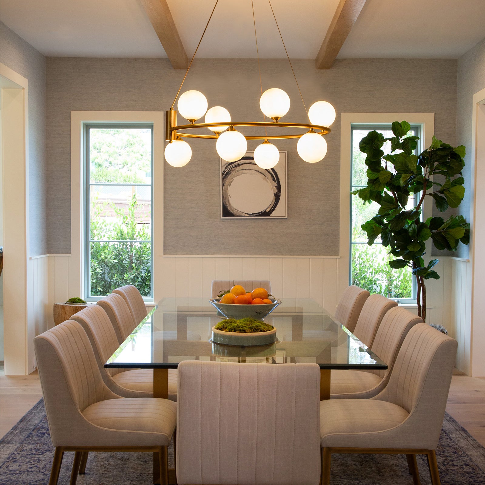 Glowlings 6/8-Light Modern Opal Glass Globe Brass Round Chandelier