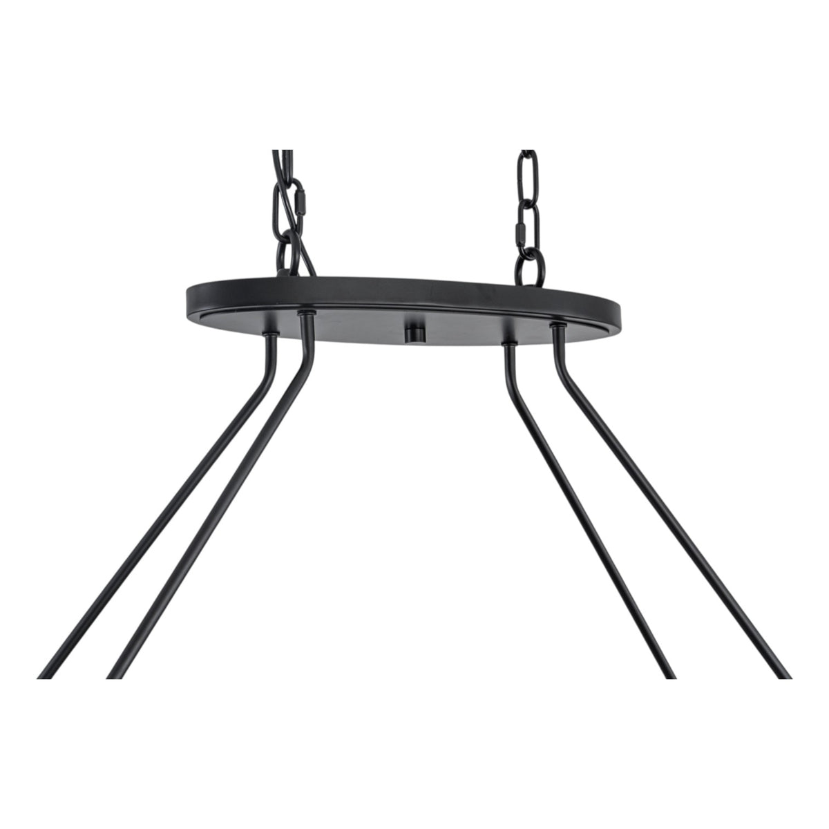 Glowlings 8-Light Modern Oval Glass Chandelier, Matte Black with Water Ripple Textured Glass, Linear Kitchen Island Pendant Light