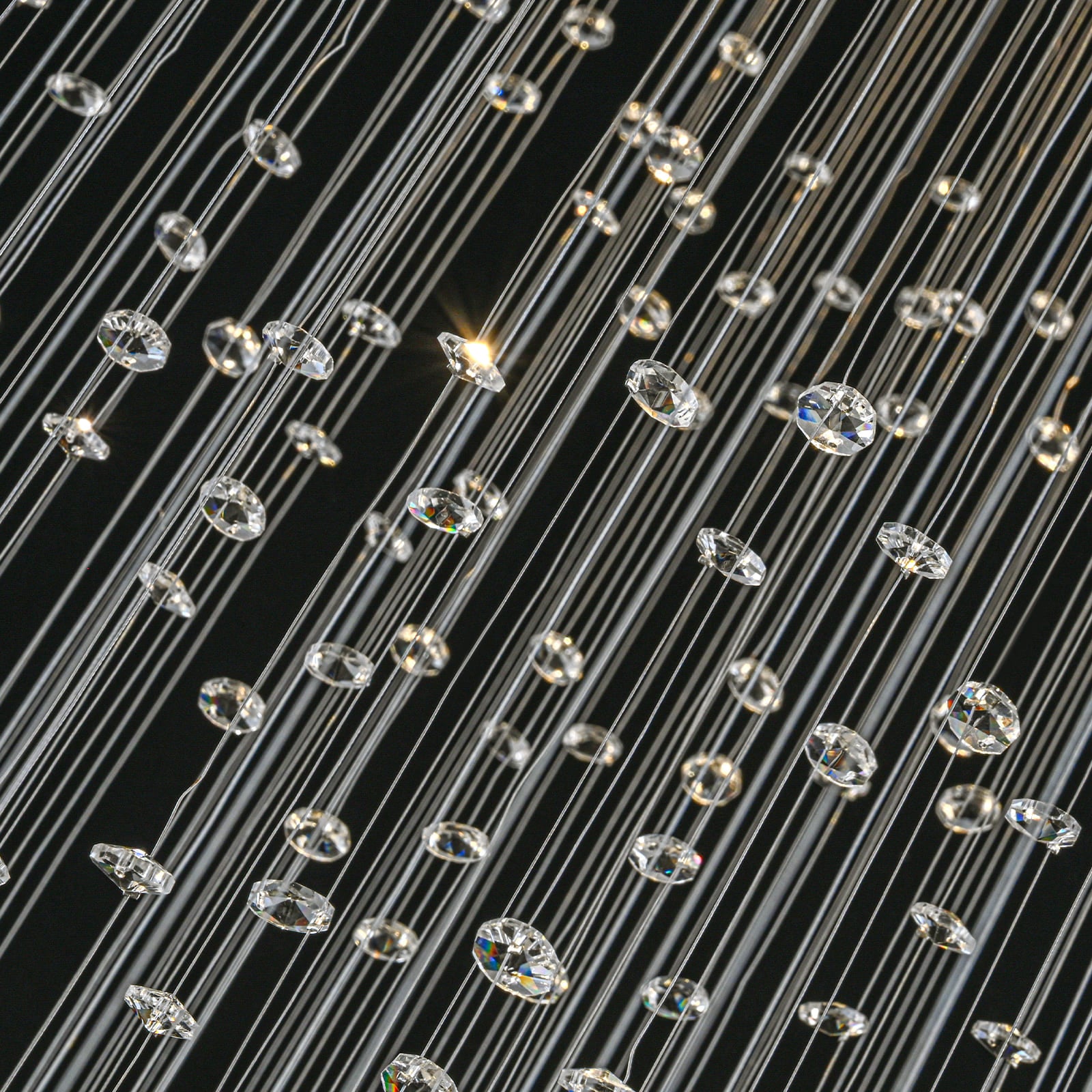 Glowlings 8-Light 98"H Modern Square Tiered Raindrop Crystal Foyer Chandelier For High Ceiling