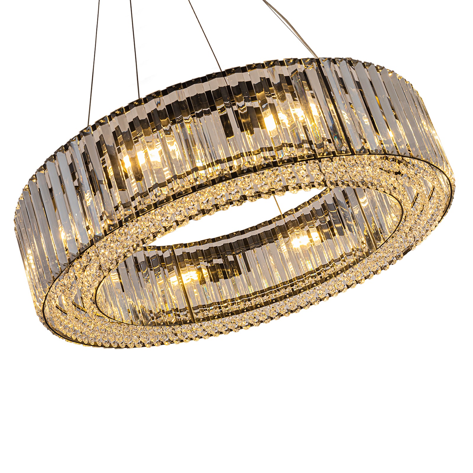 Glowlings 8-Light Luxury 26"Wide Round Black Drum Crystal Chandelier