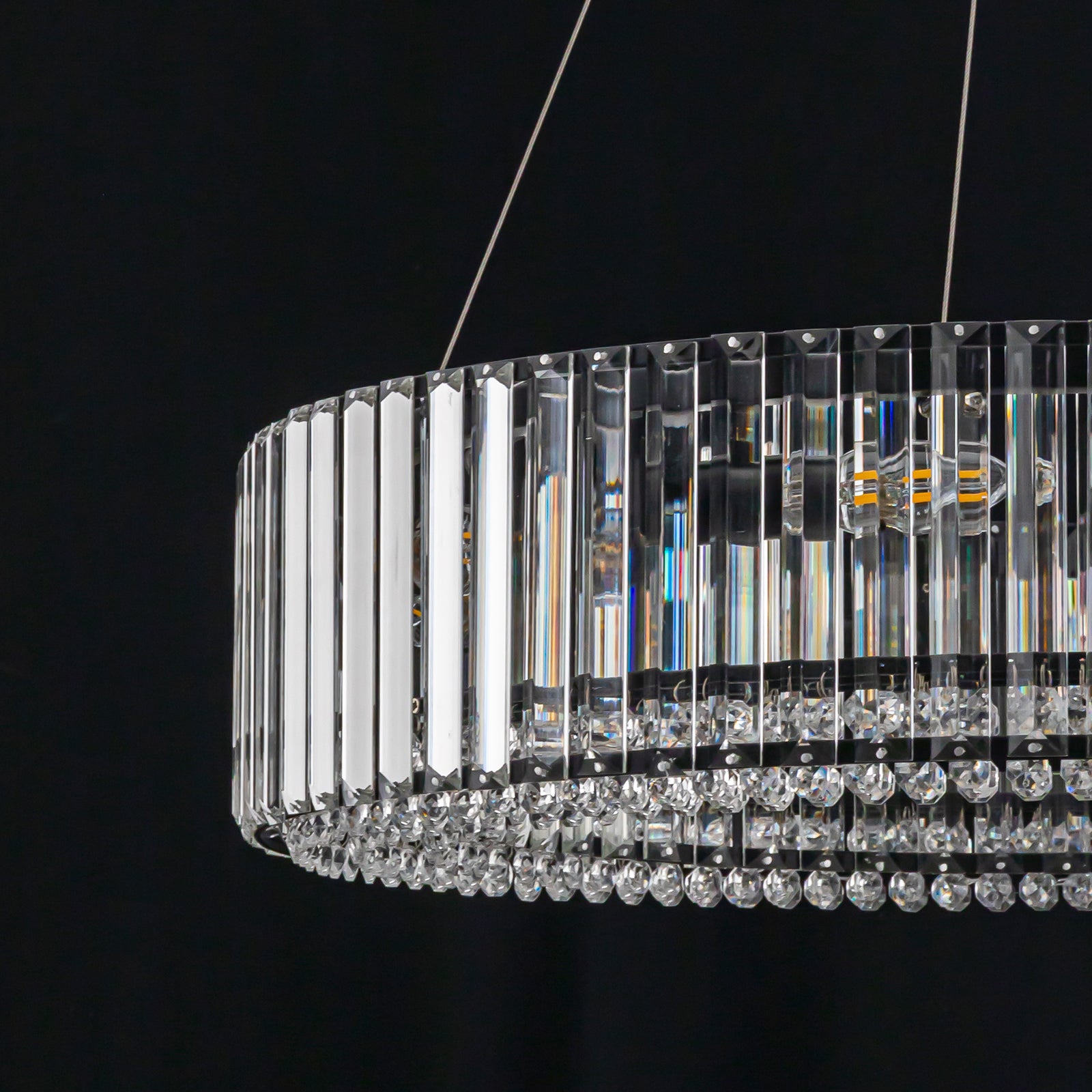 Glowlings 8-Light Luxury 26"Wide Round Black Drum Crystal Chandelier