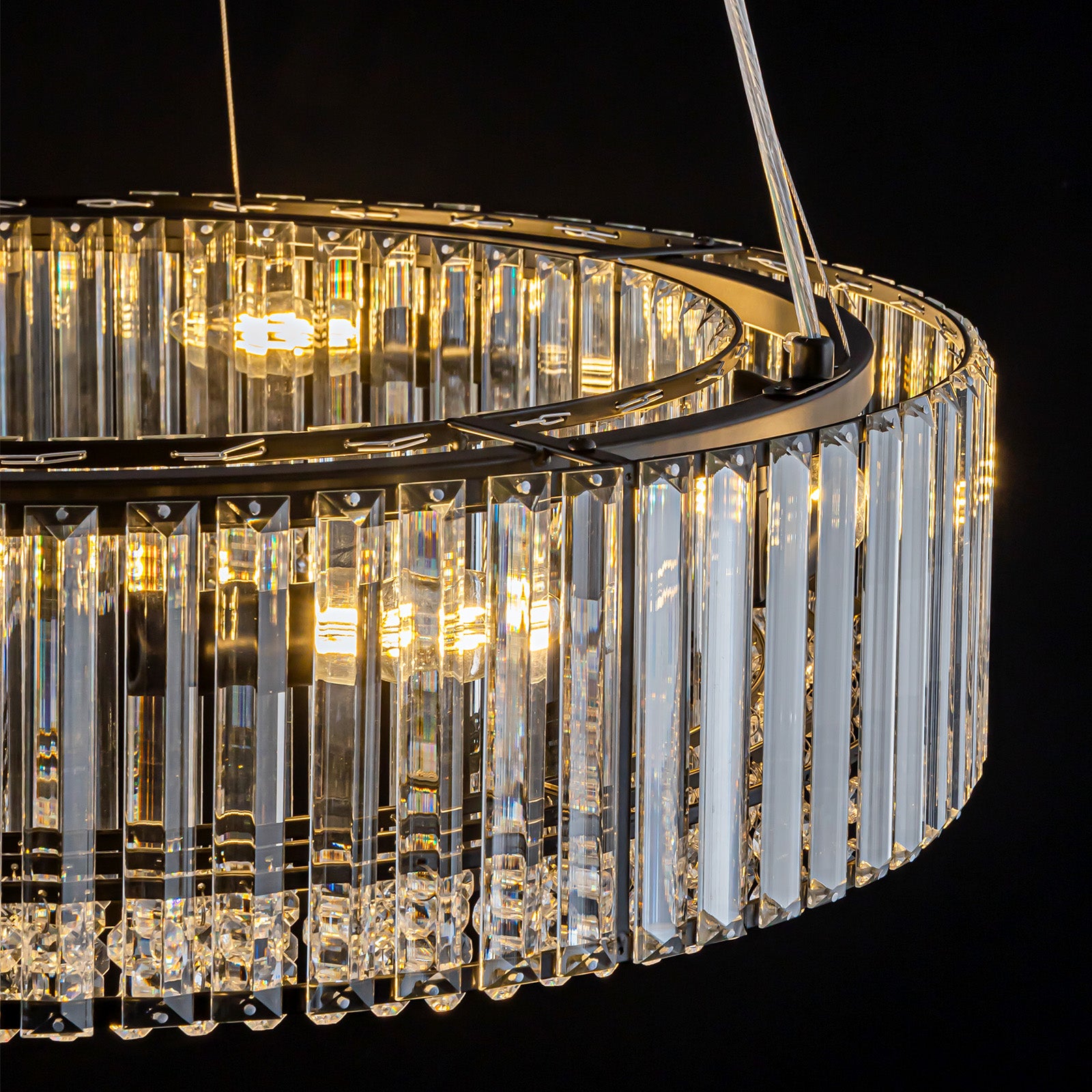 Glowlings 8-Light Luxury 26"Wide Round Black Drum Crystal Chandelier