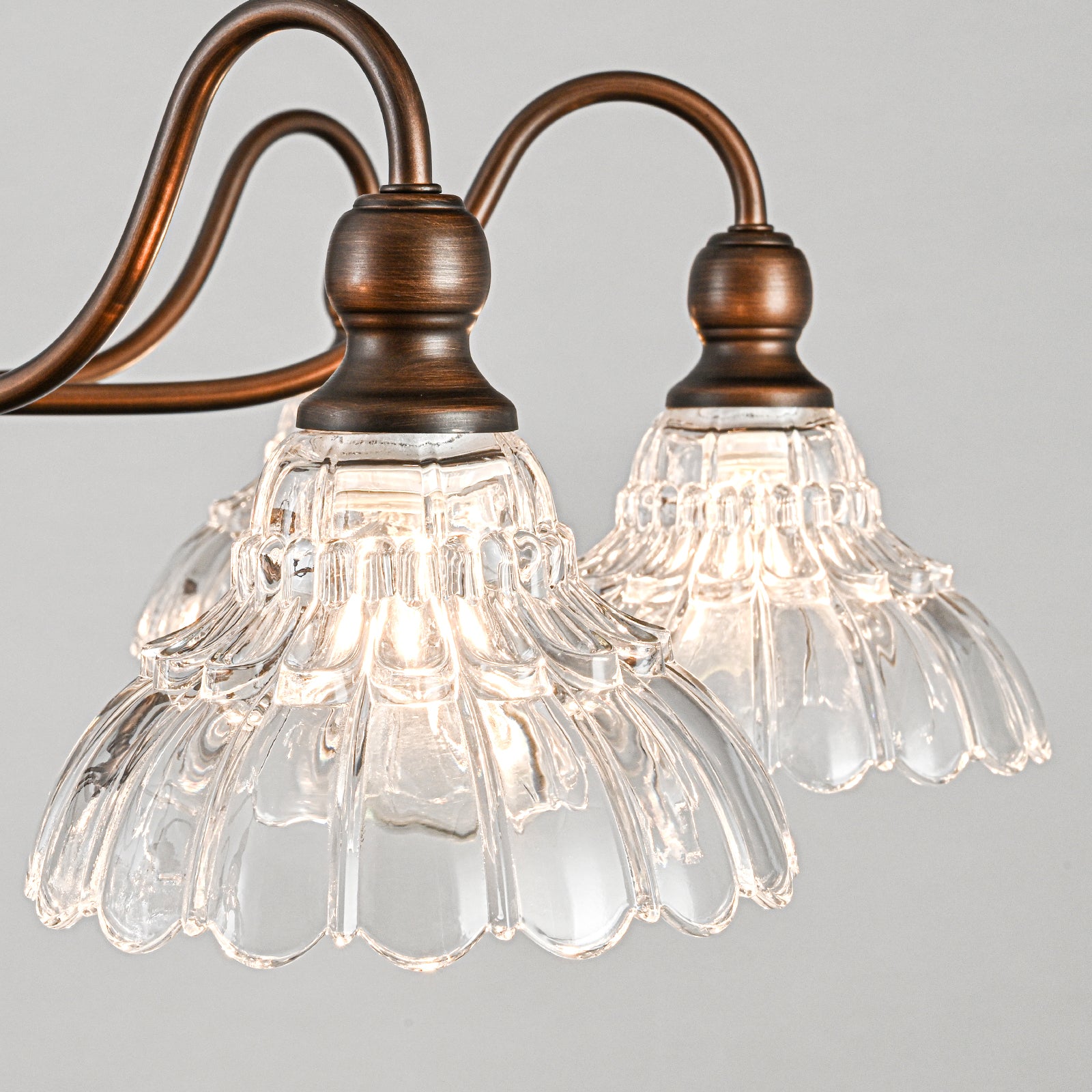 Glowlings 8-Light Vintage 35"Wide Large Bronze Flower Shaped Clear Glass Chandelier