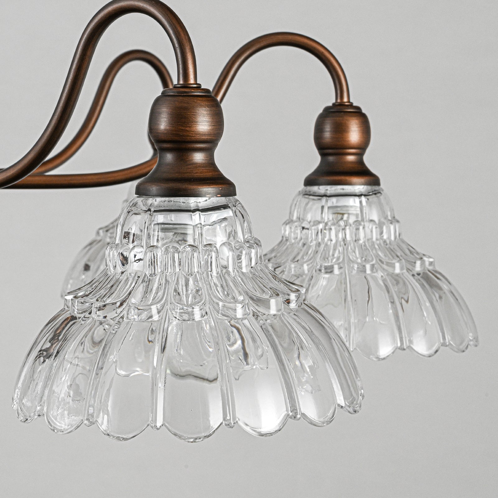 Glowlings 8-Light Vintage 35"Wide Large Bronze Flower Shaped Clear Glass Chandelier