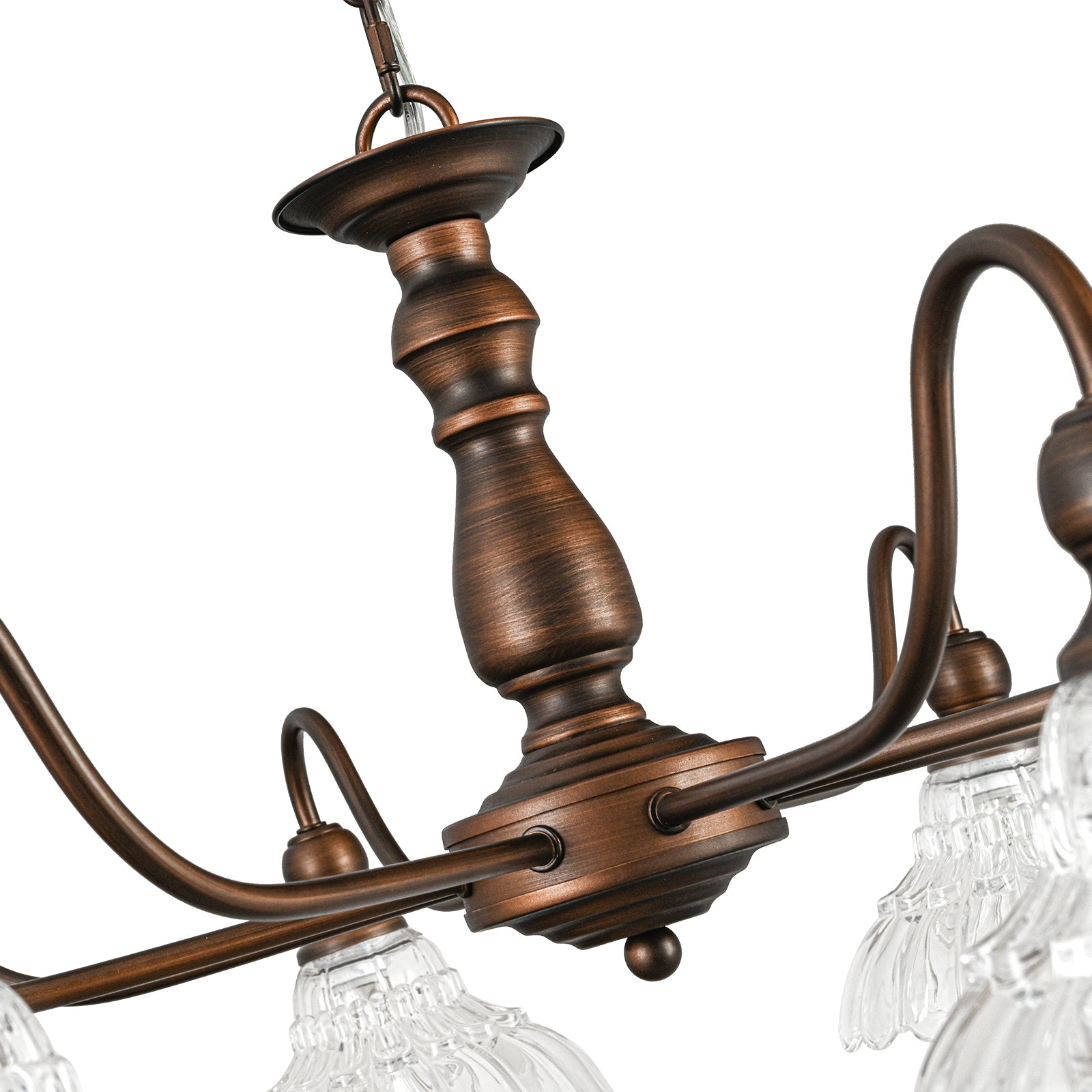 Glowlings 8-Light Vintage 35"Wide Large Bronze Flower Shaped Clear Glass Chandelier