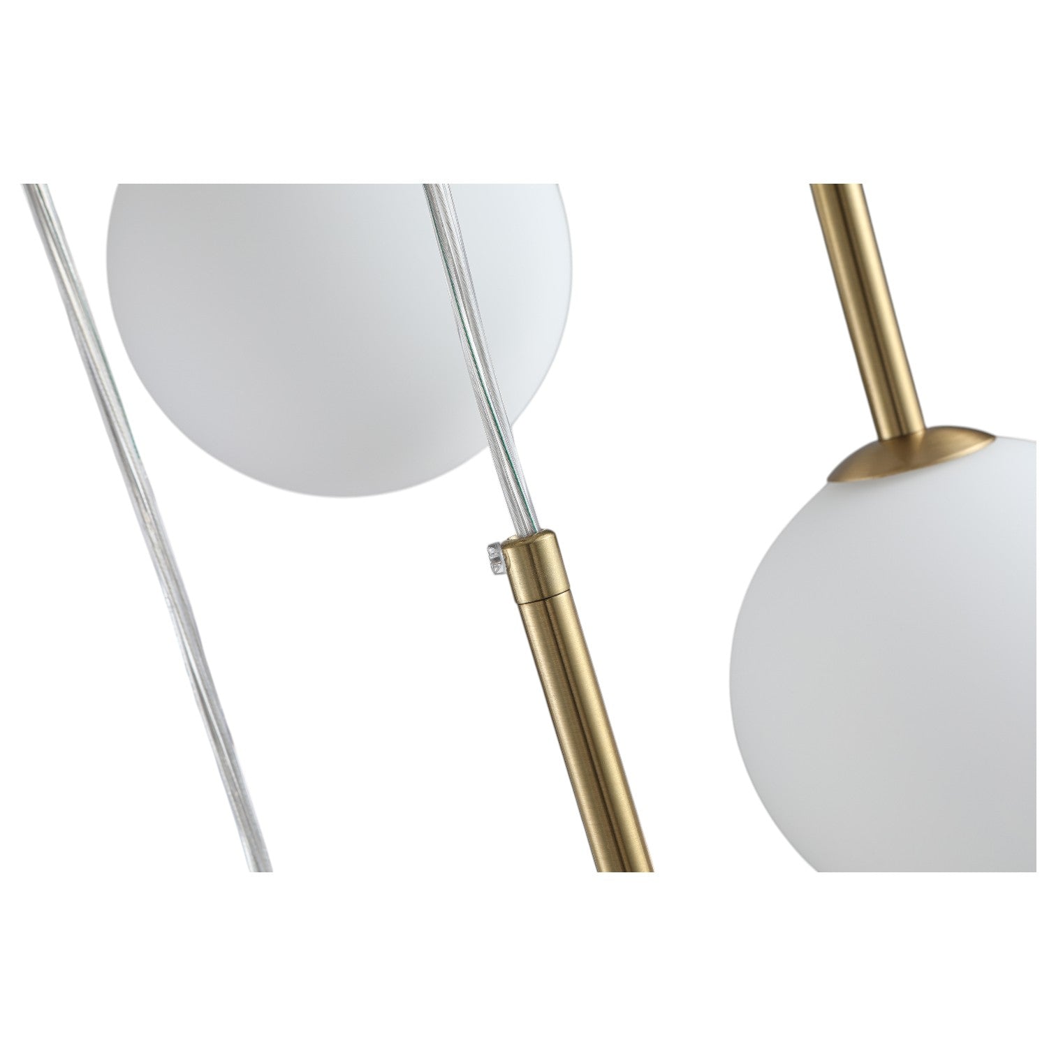 Glowlings Modern 9-Light Brushed Brass Staircase Cluster Chandelier Pendant Lighting with Globe Opal Glass Shades