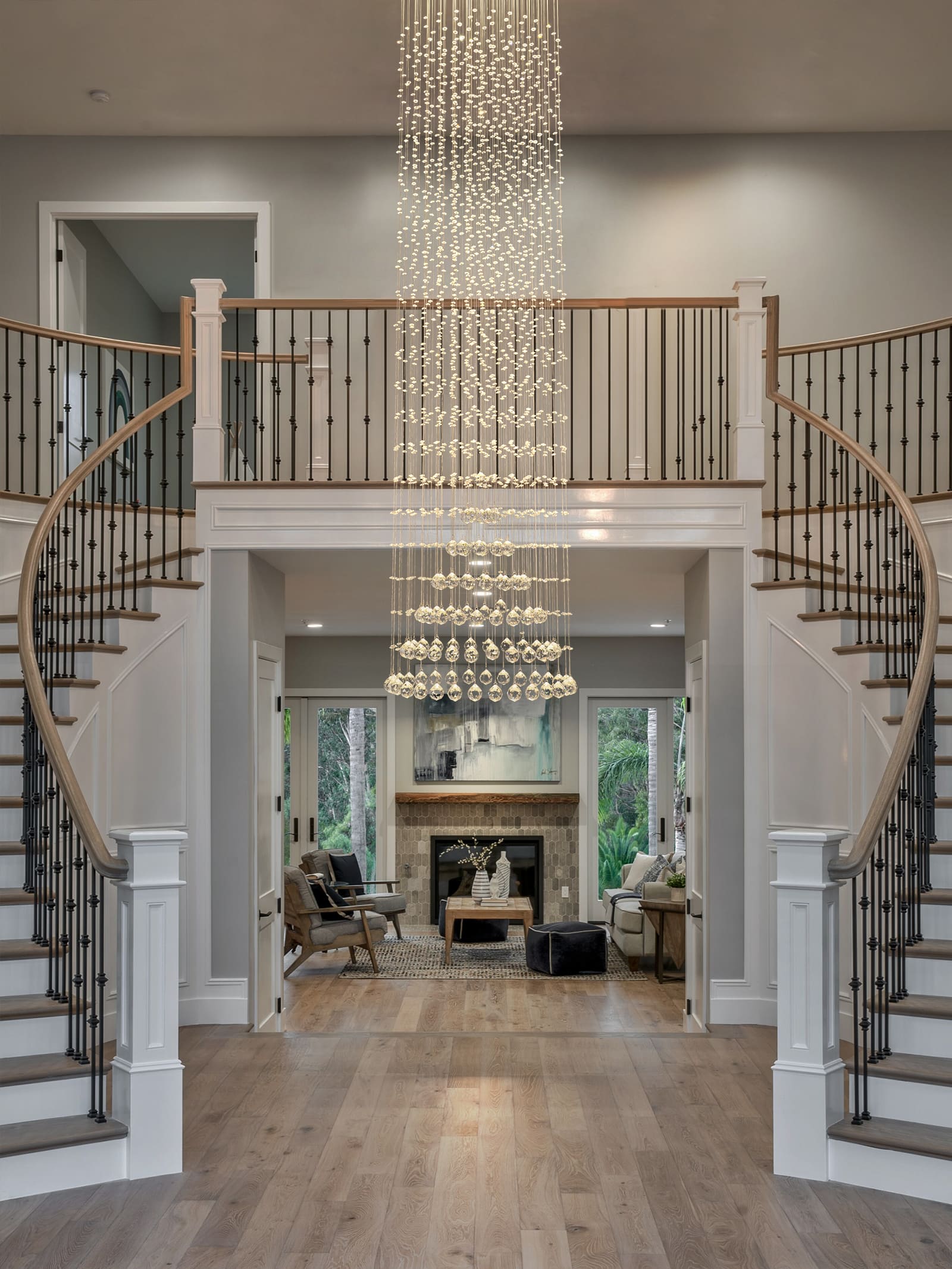 Glowlings 9-Light 98"H Luxury Round Floating Cone Raindrop Crystal Foyer Chandelier For High Ceiling