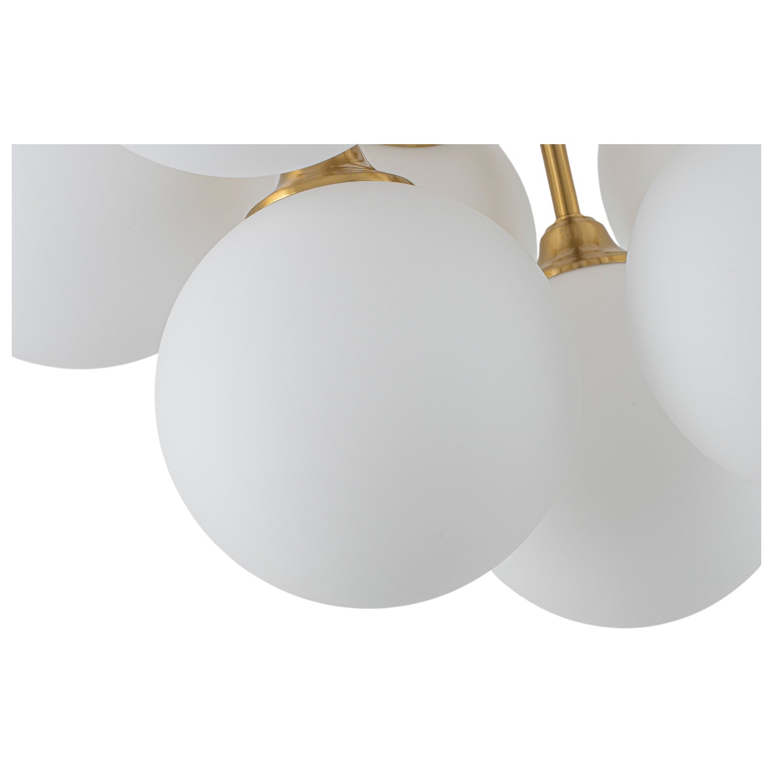 Glowlings 9-Light Modern Brushed Gold Opal Glass Cluster Sputnik Sphere Semi-Flush Mount Ceiling Light