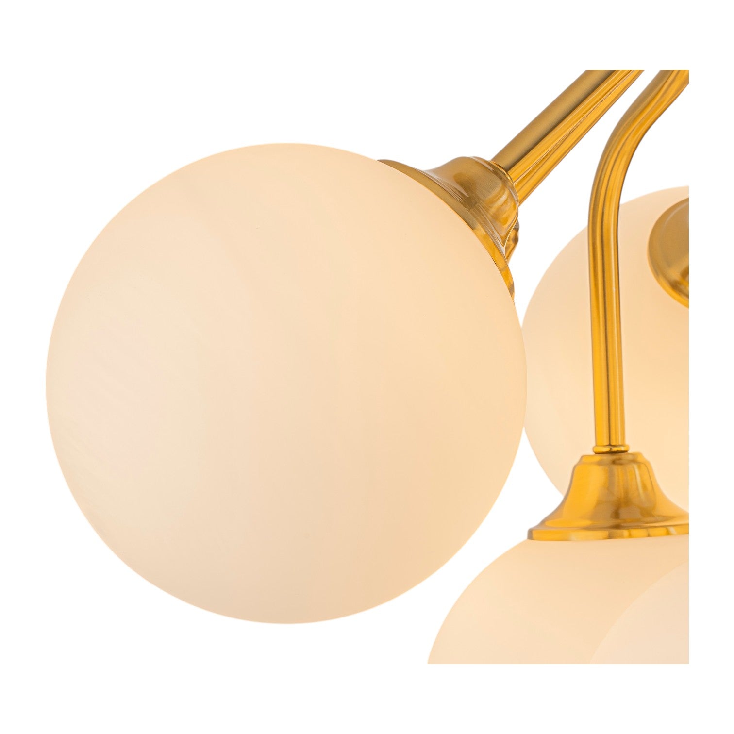 Glowlings 9-Light Modern Brushed Gold Opal Glass Cluster Sputnik Sphere Semi-Flush Mount Ceiling Light