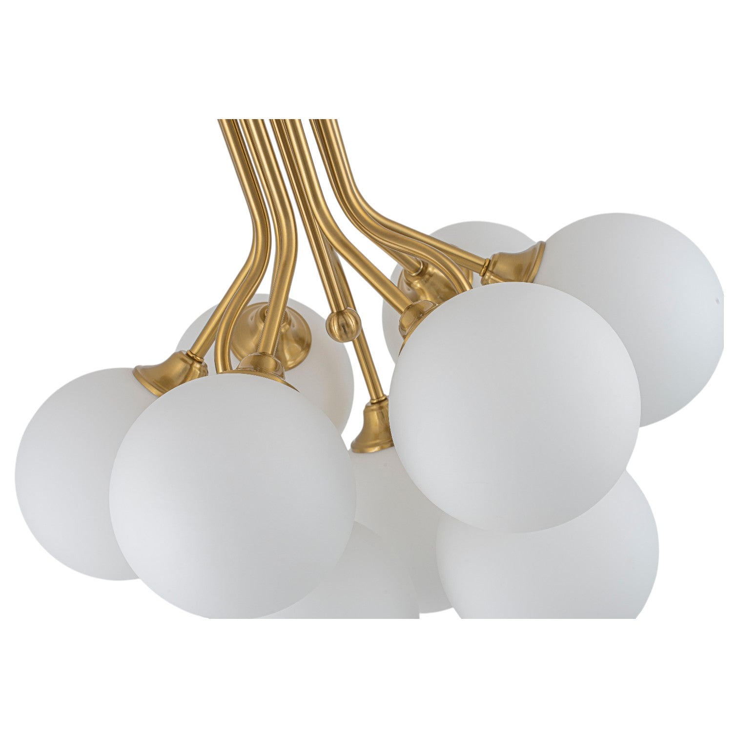 Glowlings 9-Light Modern Brushed Gold Opal Glass Cluster Sputnik Sphere Semi-Flush Mount Ceiling Light