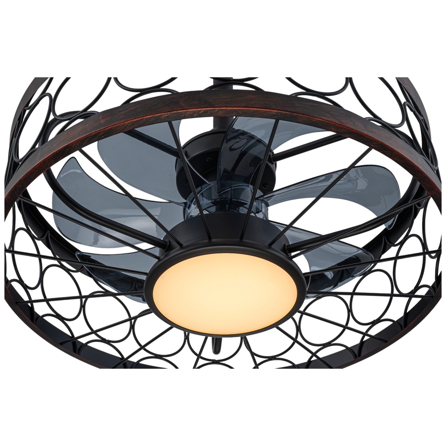 Glowlings 1-Light Industrial 20''Wide Black Caged LED 3CCT Indoor Ceiling Fan with Light