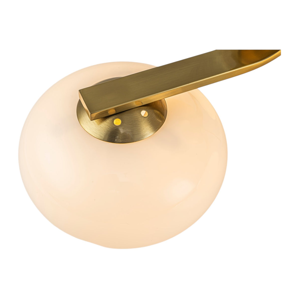 Glowlings Mid-Century 3-Light Sputnik Semi-Flush Mount Ceiling Light, Brushed Brass & Opal Glass Globes