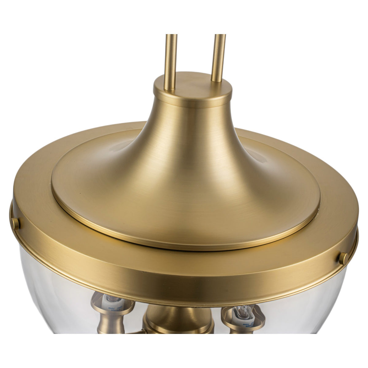 Glowlings Modern Brass Pendant Light Fixture, 3-Light Clear Glass Bowl Chandelier