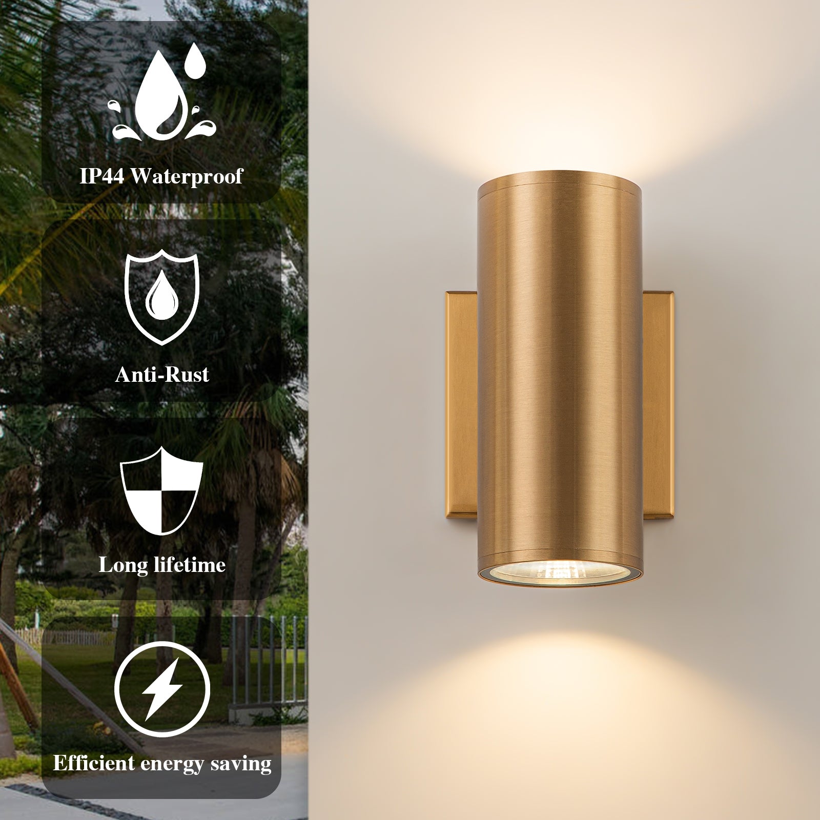 Glowlings 2-Light Modern LED Outdoor Cylinder Armed Wall Sconce