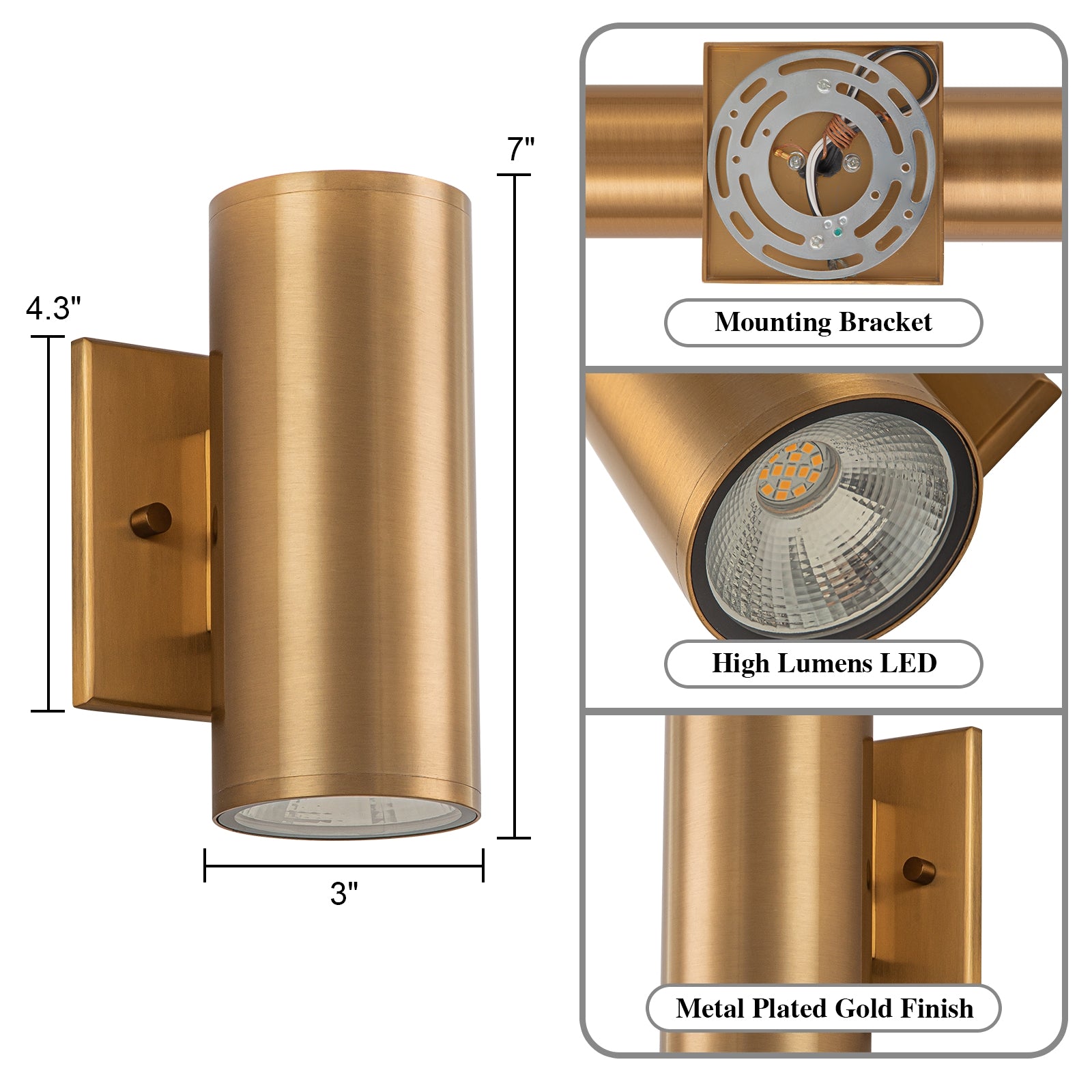 Glowlings 2-Light Modern LED Outdoor Cylinder Armed Wall Sconce