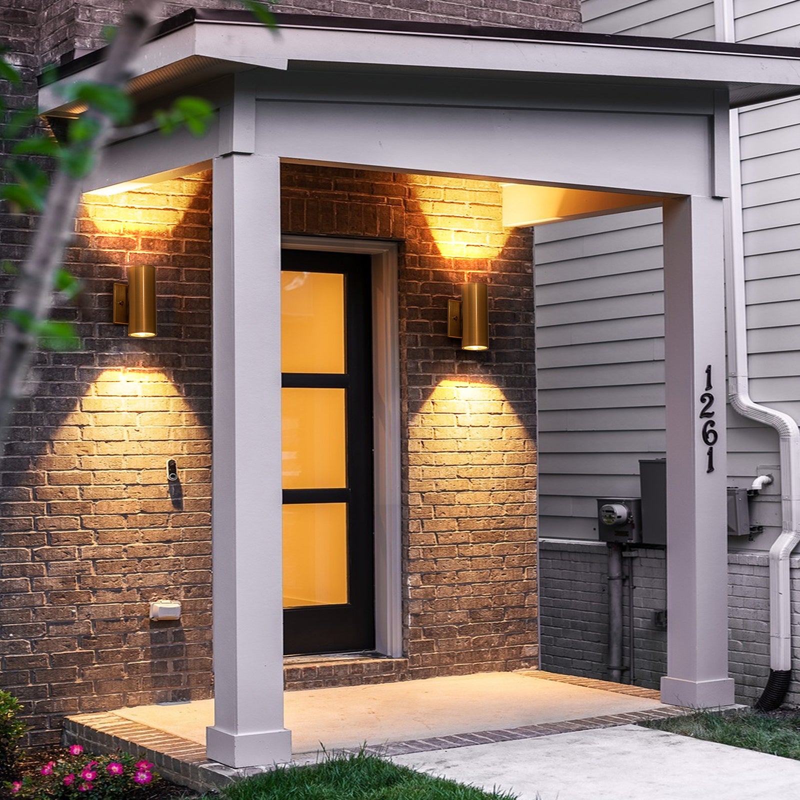 Glowlings 2-Light Modern LED Outdoor Cylinder Armed Wall Sconce