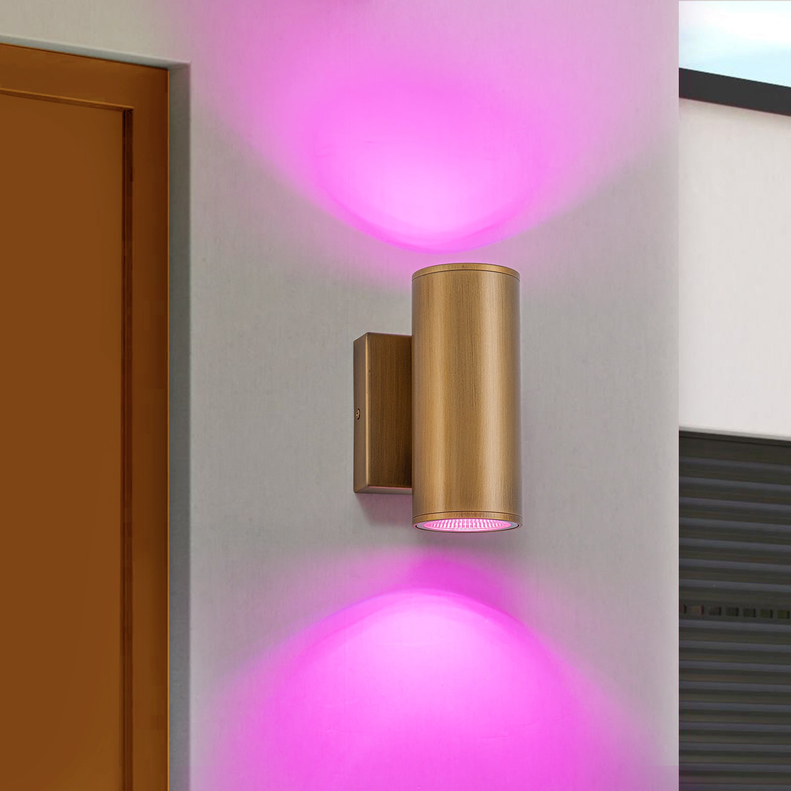 Glowlings 2-Light Modern LED Outdoor Cylinder Armed Wall Sconce