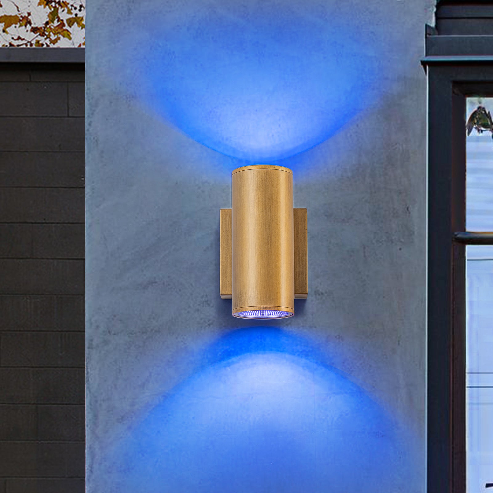 Glowlings 2-Light Modern LED Outdoor Cylinder Armed Wall Sconce
