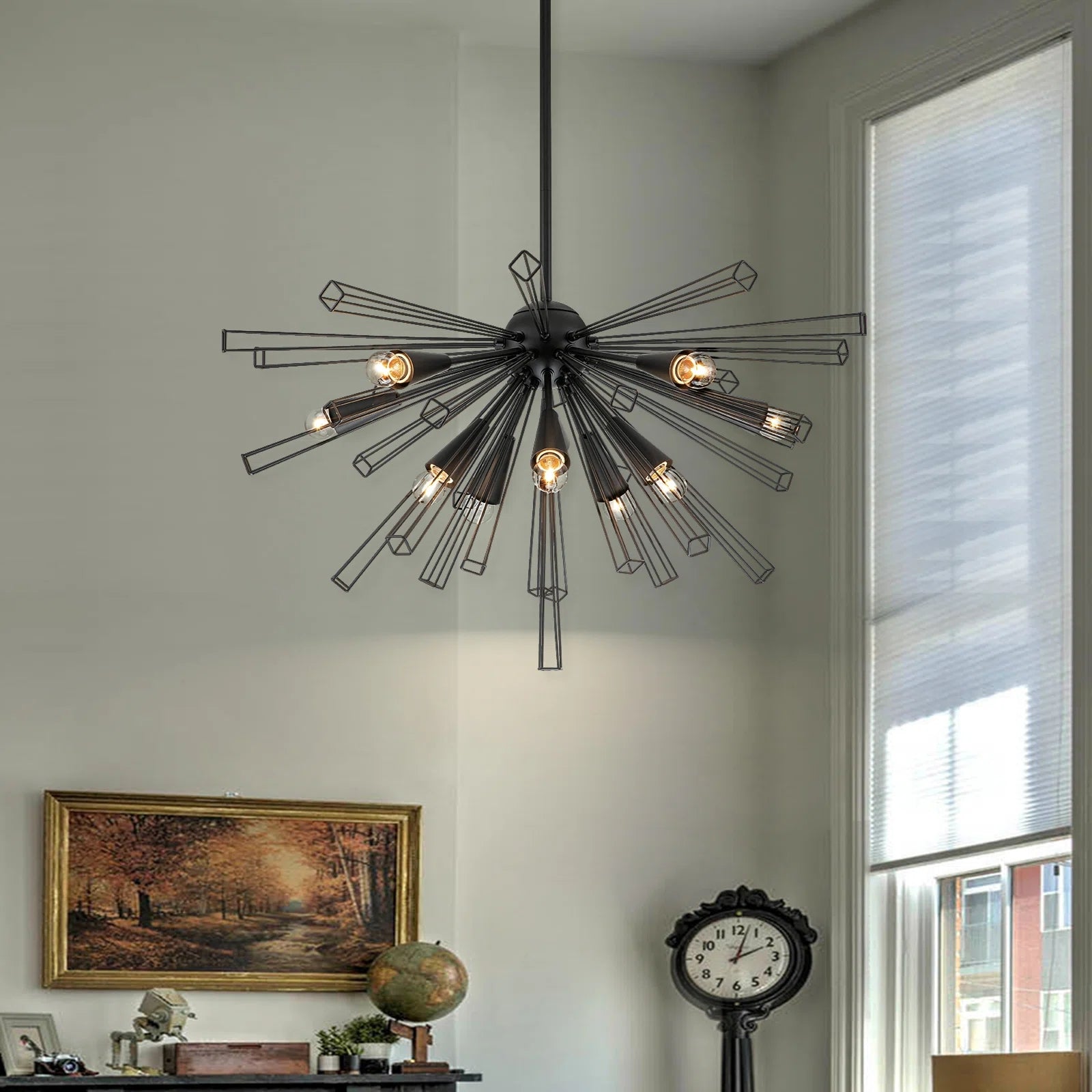 Glowlings 10-flammiger moderner Sunburst-Sputnik-Kugel-Kronleuchter für Esszimmer