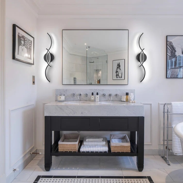 Glowlings Modern 2-Light Curve Intersection Dimmable LED Vanity Light For Bathroom