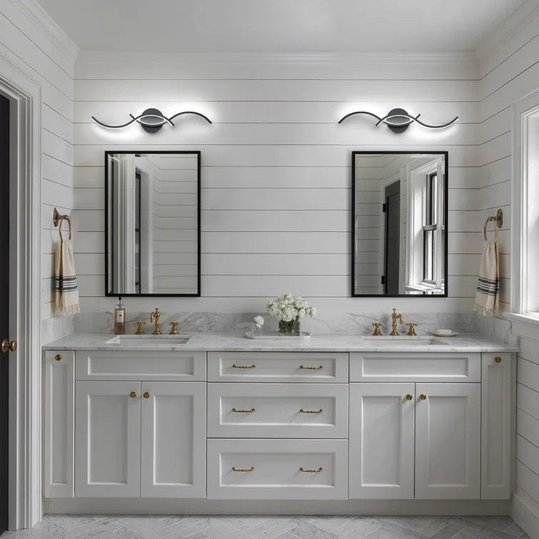 Glowlings Modern 2-Light Curve Intersection Dimmable LED Vanity Light For Bathroom