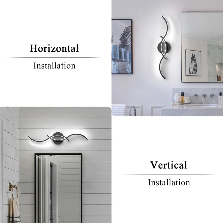 Glowlings Modern 2-Light Curve Intersection Dimmable LED Vanity Light For Bathroom