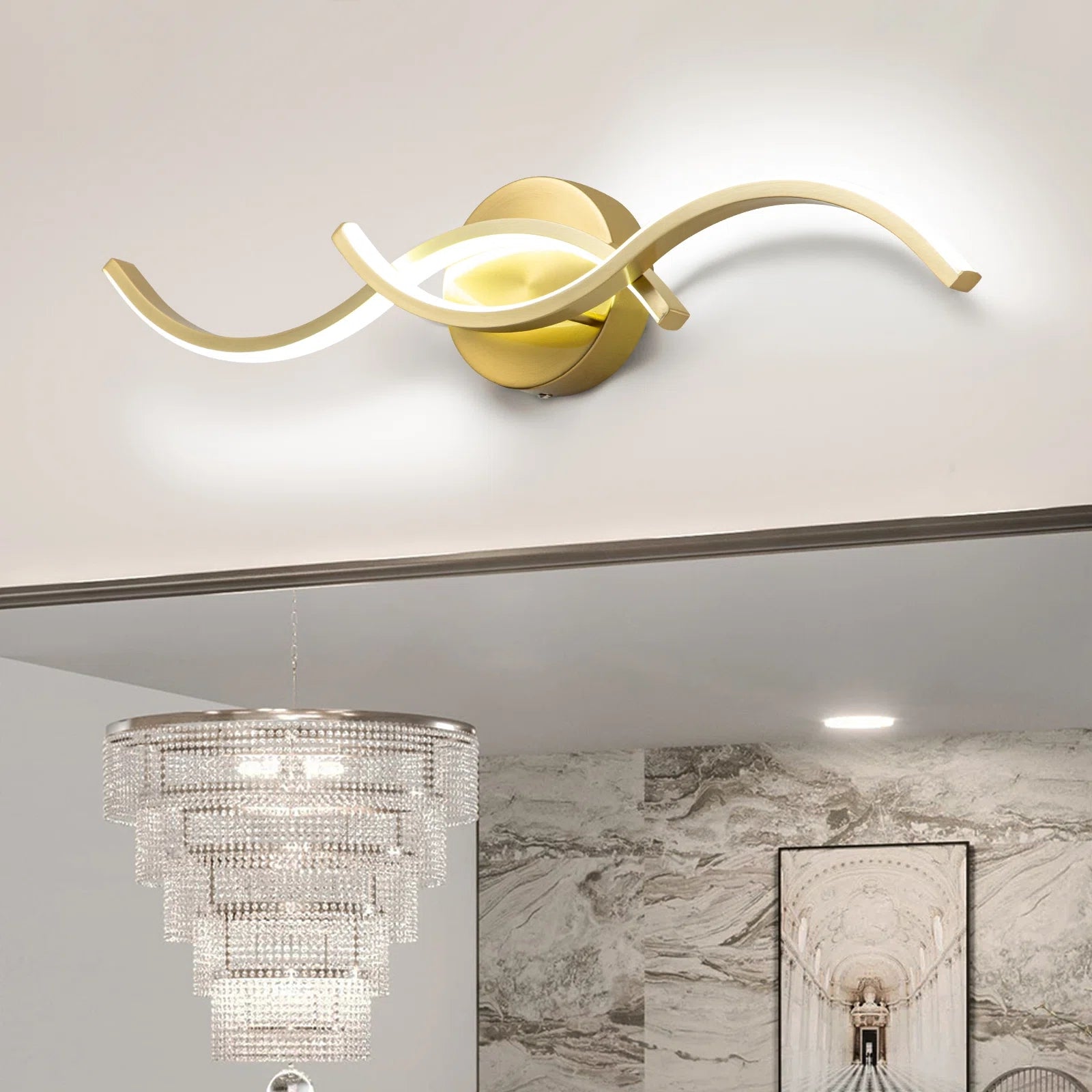 Glowlings Modern 2-Light Curve Intersection Dimmable LED Vanity Light For Bathroom