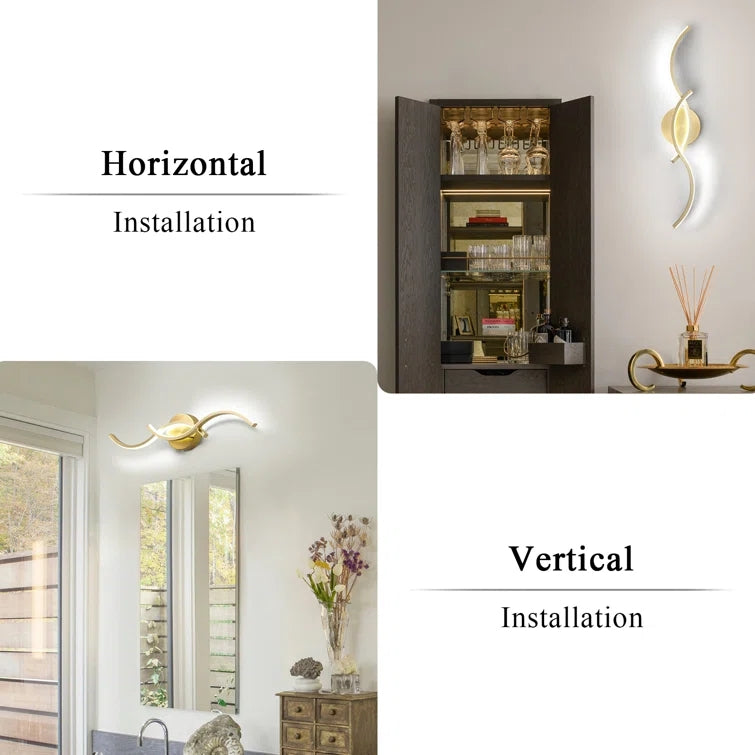 Glowlings Modern 2-Light Curve Intersection Dimmable LED Vanity Light For Bathroom