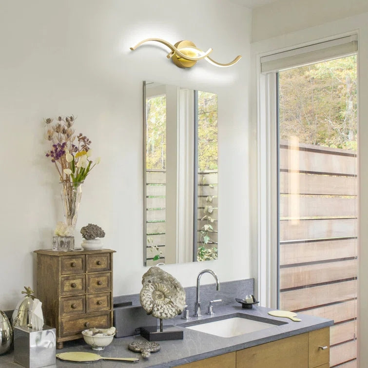 Glowlings Modern 2-Light Curve Intersection Dimmable LED Vanity Light For Bathroom