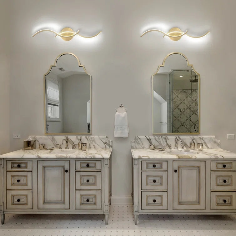 Glowlings Modern 2-Light Curve Intersection Dimmable LED Vanity Light For Bathroom