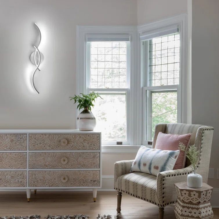 Glowlings Modern 2-Light Curve Intersection Dimmable LED Vanity Light For Bathroom