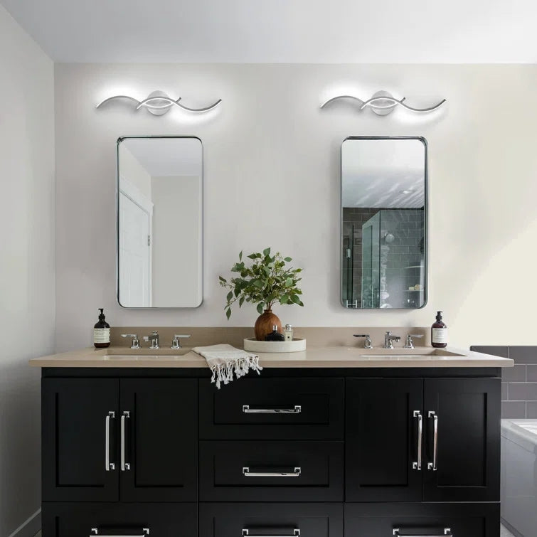 Glowlings Modern 2-Light Curve Intersection Dimmable LED Vanity Light For Bathroom