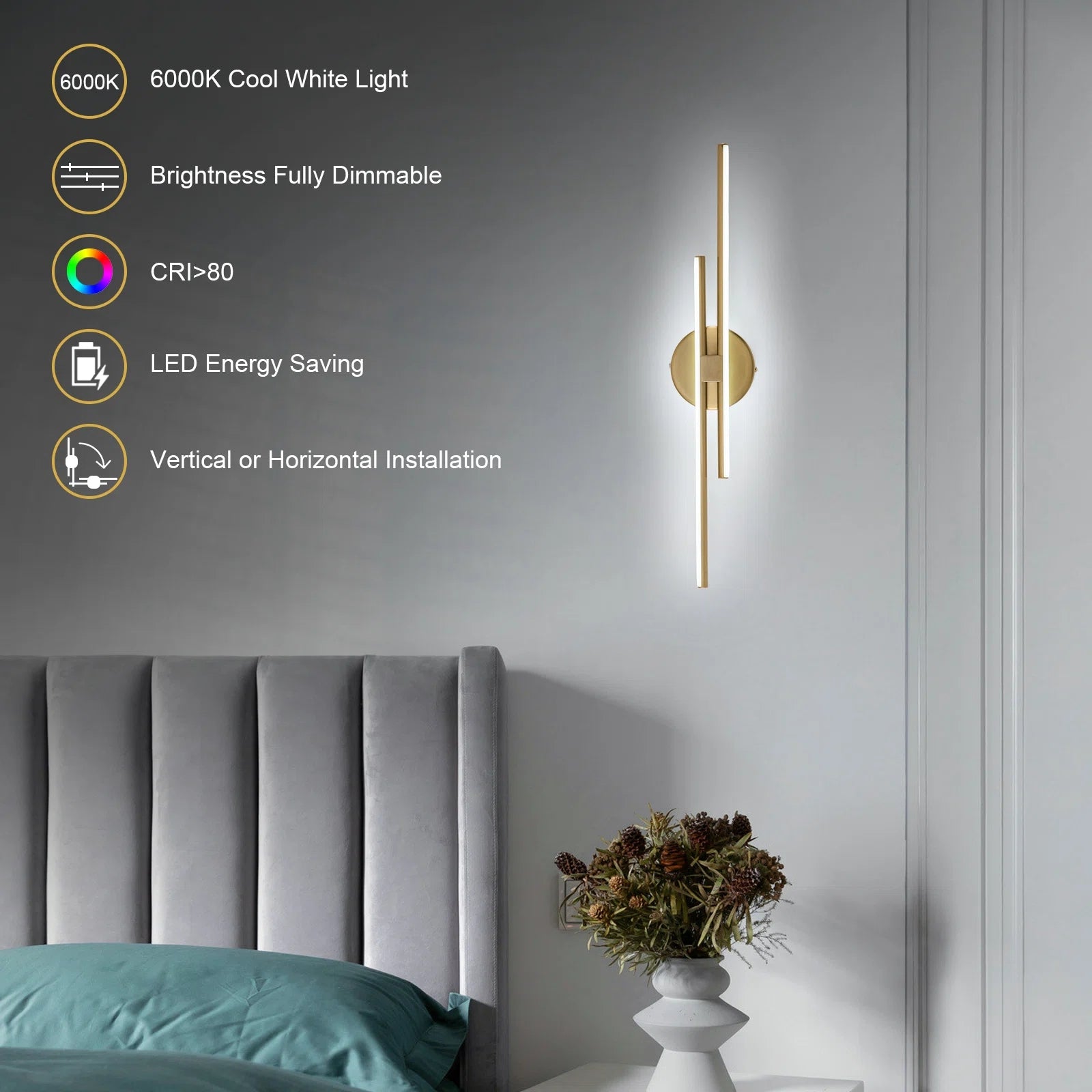 Glowlings 2-Light Dimmable Linear LED Bathroom Vanity Light