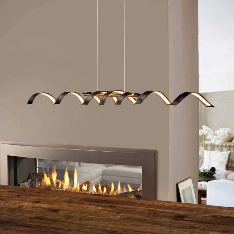 Glowlings 2-Light 48''Wide Modern Spiral Linear LED Pendant Light for Kitchen Island