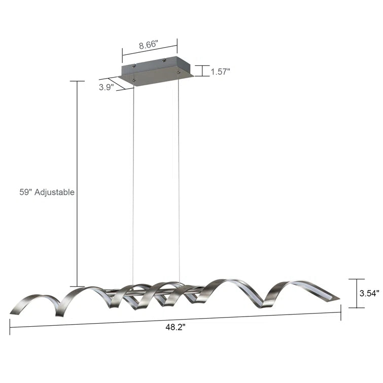 Glowlings 2-Light 48''Wide Modern Spiral Linear LED Pendant Light for Kitchen Island
