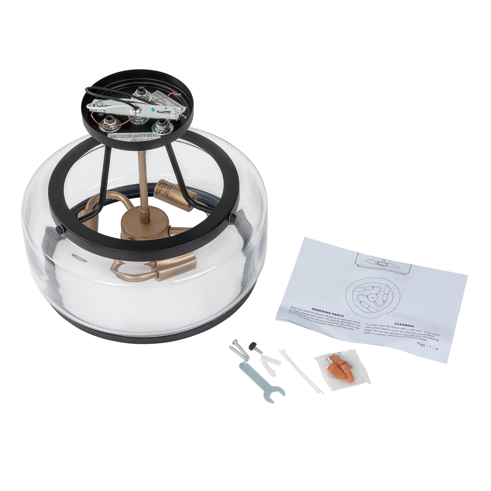 Glowlings Modern 3-Light Drum Clear Glass Lantern Semi Flush Mount