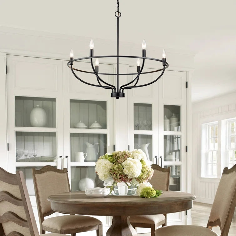 Glowlings Farmhouse 6 Light 28 Wide Candle Style Wagon Wheel Round Chandelier