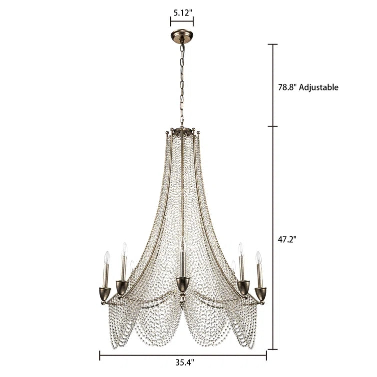 Glowlings 8-Light Empire 35”Wide Large Dimmable Candle Style Crystal Chandelier